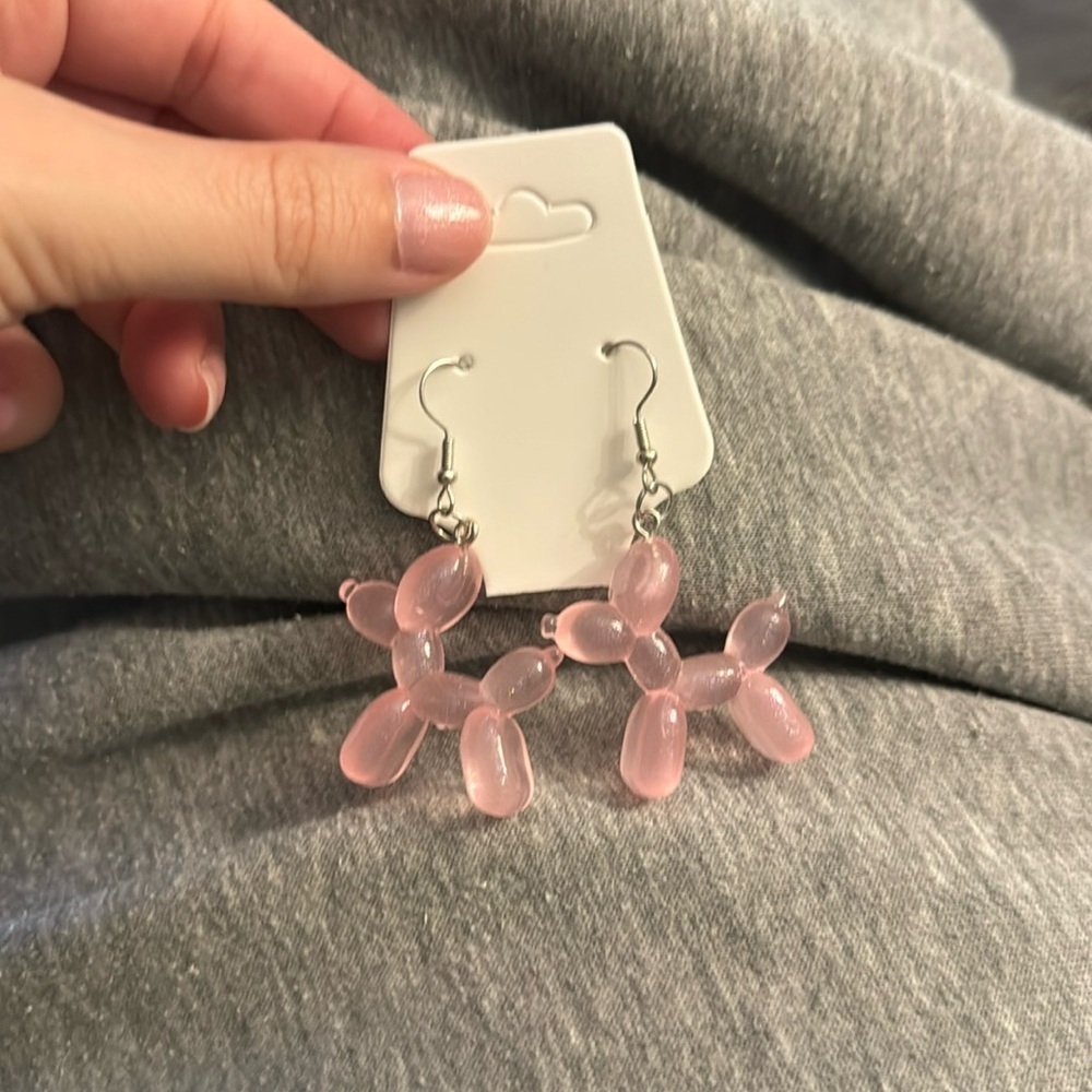 PINK BALLOON DOG cute earrings kawaii food animal - bundle for discount​​